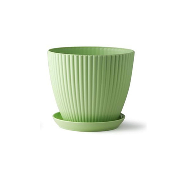 Ghiveci de flori din plastic colorat, cu dungi verticale și farfurie circulară, pentru balcon, durabil PP