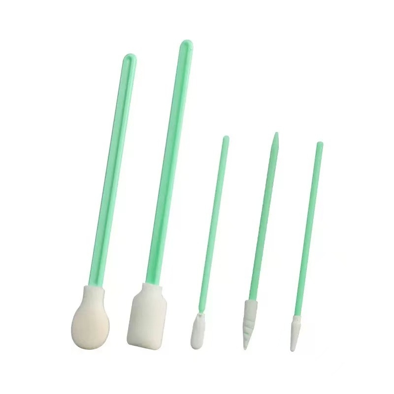 Tampon de curățare fără scame, cu cap de burete, duză rotundă lată, tijă verde