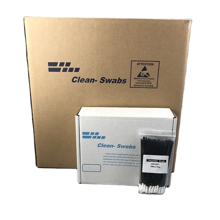 Bețișor de curățare fără praf cu cap de fibre poliesterice, tijă neagră, pentru curățarea instrumentelor într-un spațiu curat, personalizabil