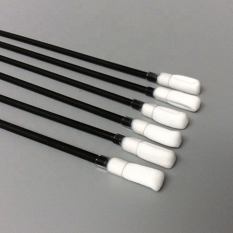 Bețișor de curățare fără praf cu cap de fibre poliesterice, tijă neagră, pentru curățarea instrumentelor într-un spațiu curat, personalizabil