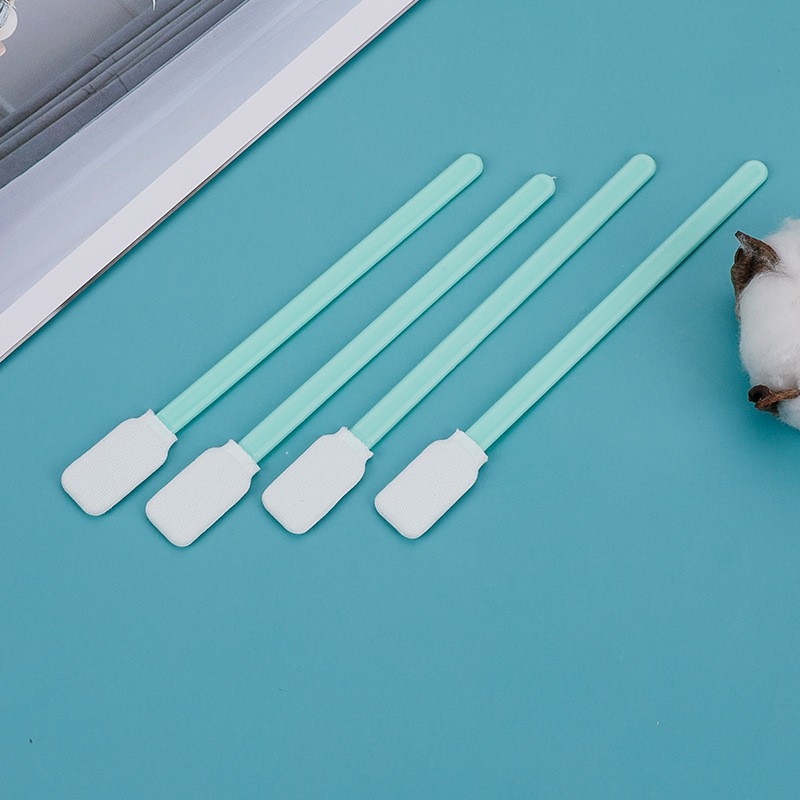 Bețisor de vată cu cap de burete, fibre fine pentru purificare, bețe industriale de șters cu cap plat pentru mașini de tăiat lentile cu laser