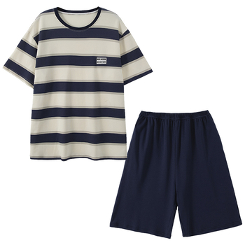 100% pamuk: muške ljetne pidžame s kratkim rukavima i kratkim hlačama — udobna kućna odjeća, plus veličina