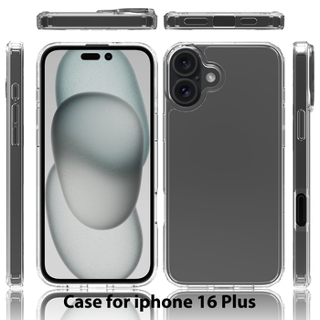 În stoc: Carcasă acrilică transparentă 1,5 mm pentru iPhone 16 Plus, 2 în 1, protecție totală anti-cădere