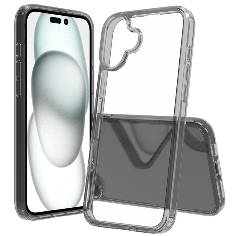 În stoc: Carcasă acrilică transparentă 1,5 mm pentru iPhone 16 Plus, 2 în 1, protecție totală anti-cădere