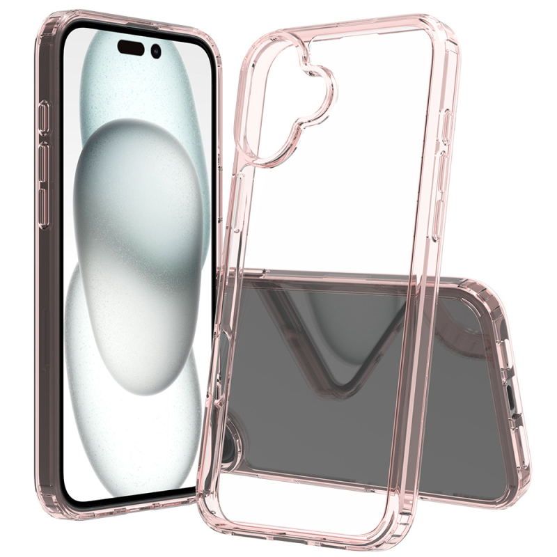 În stoc: Carcasă acrilică transparentă 1,5 mm pentru iPhone 16 Plus, 2 în 1, protecție totală anti-cădere