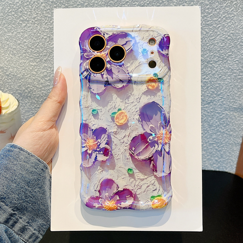 TRIDACNA IMD Valovita Plava Svjetlost Ulje Slikarstvo Cvijeća Serija futrola za iPhone 13–17 Pro i Pro Max, otpornost na pad