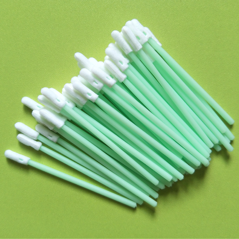 Tamponi de curățare din burete, cu cap rotund, fără praf, anti-statici, mâner verde, pentru uz industrial, 100 buc