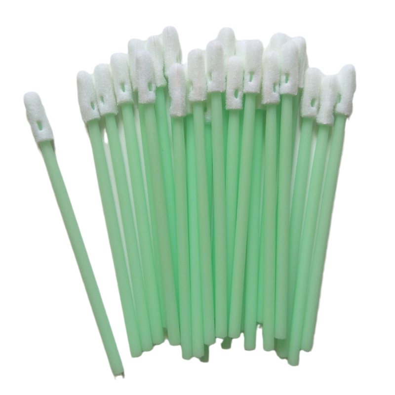 Tamponi de curățare din burete, cu cap rotund, fără praf, anti-statici, mâner verde, pentru uz industrial, 100 buc