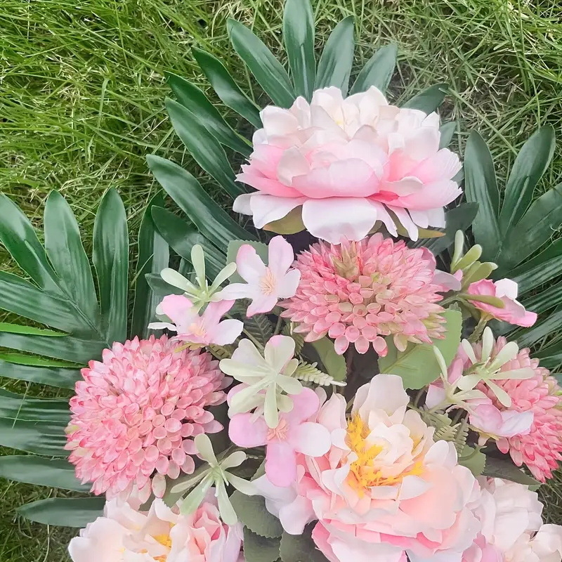 Buchet de flori artificiale albe din mătase pentru înmormântare
