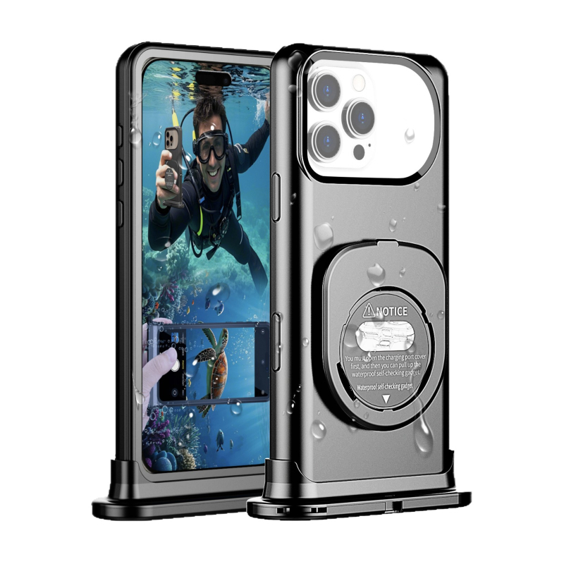 Vodootporna futrola za iPhone seriju sa samoprovjerom vodootpornosti, dubina potapanja 30 m, PC materijal, dvostruka vodootporna zaštita, osjetljiv zaslon na dodir s mokrim rukama, jasni pozivi, podrška prilagodbi