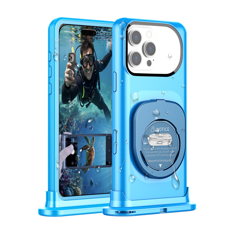 Vodootporna futrola za iPhone seriju sa samoprovjerom vodootpornosti, dubina potapanja 30 m, PC materijal, dvostruka vodootporna zaštita, osjetljiv zaslon na dodir s mokrim rukama, jasni pozivi, podrška prilagodbi