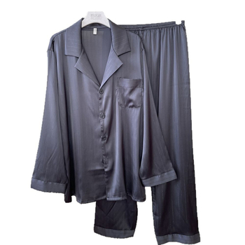 Muški pidžama set od ledene svile sa srebrnim detaljima, dugi rukavi, lagani luksuzni kućni outfit za proljeće i jesen