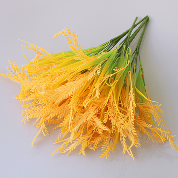 Buchet cu știuleți de grâu artificiali și boabe galbene de orez – decor pentru casă și decor de nuntă