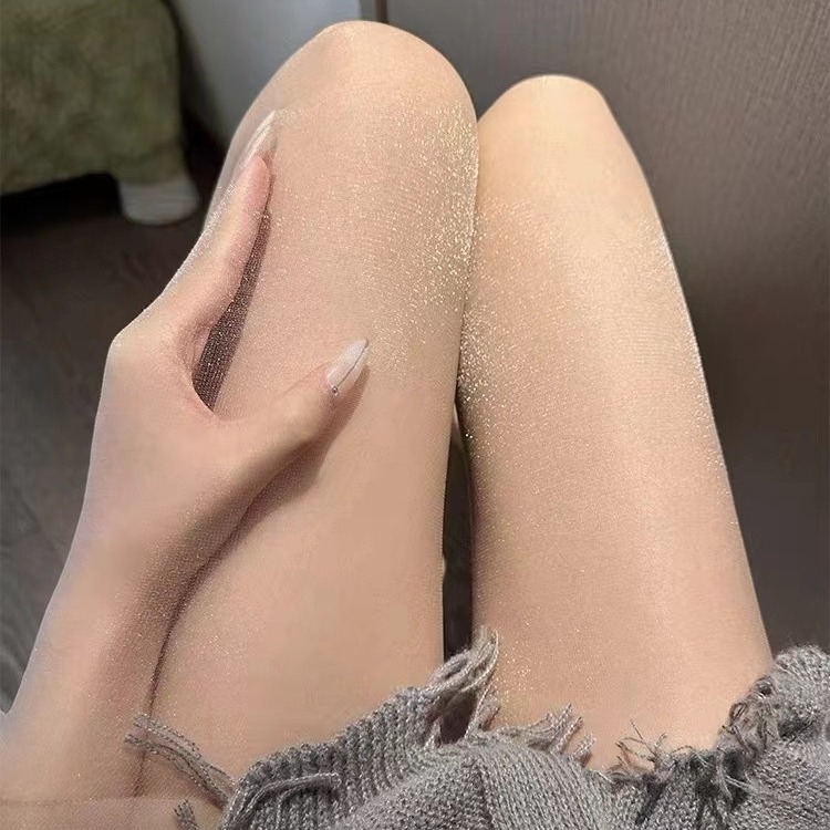 Ženske ultra-tanke pantyhose – sjajne perlate, prozirne, anti-snag, nevidljiva srebrna nit, 5D denier