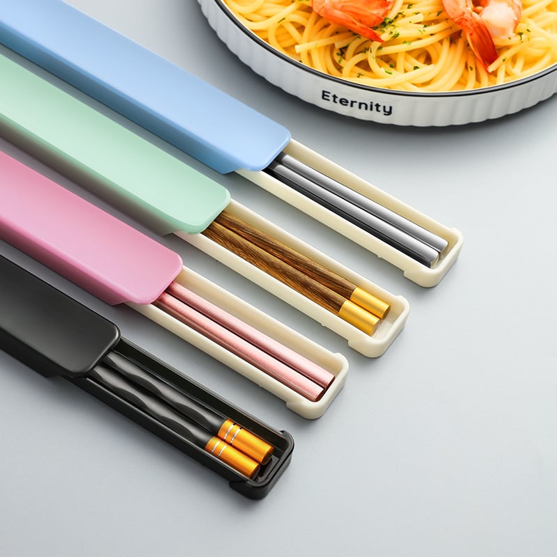 Σετ chopsticks για έναν χρήστη: 304 ανοξείδωτος χάλυβας, ανθεκτικά σε υψηλές θερμοκρασίες, ξύλινο κουτί