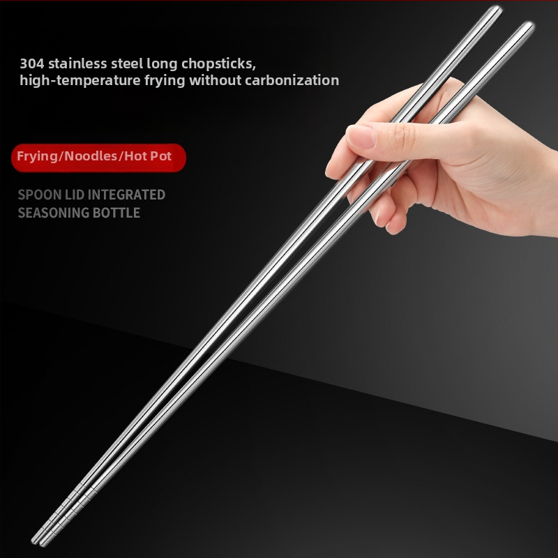 Houyang oțel inoxidabil 304, bețe de mâncare prelungite, pentru prăjit și tăiței, metalice, antiderapante, anti-arsuri, pentru oale, 36 cm