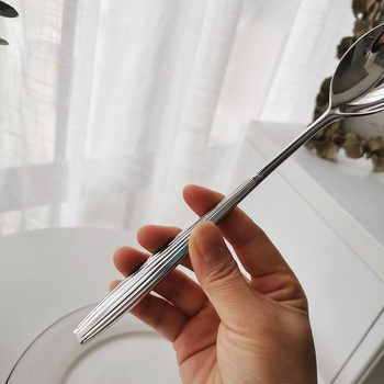 Set de bețișoare plate din oțel inoxidabil 304 și linguri cu mânere lungi, mânere în formă de felinar