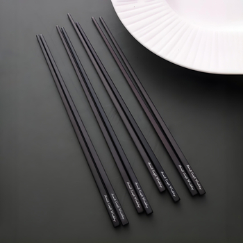 Bețișoare din oțel inoxidabil 304, stil japonez, design pătrat cu inscripții negre retro, antiderapante, rezistente la temperaturi înalte, pentru uz casnic și în restaurante