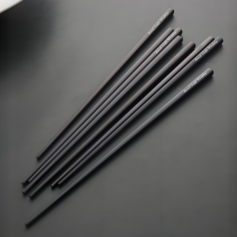 Bețișoare din oțel inoxidabil 304, stil japonez, design pătrat cu inscripții negre retro, antiderapante, rezistente la temperaturi înalte, pentru uz casnic și în restaurante
