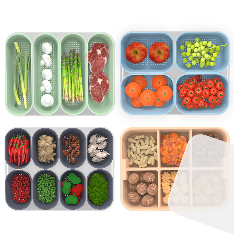 Cutie de depozitare pentru legume și fructe în frigider, silicon alimentar pentru bucătărie, organizator pentru congelator
