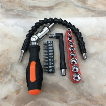 Șurubelniță universală cu clichet, cheie unghiulară în formă de L, ax flexibil, biți Philips, plat, Torx și hex, set de 513 piese cu biți și capete