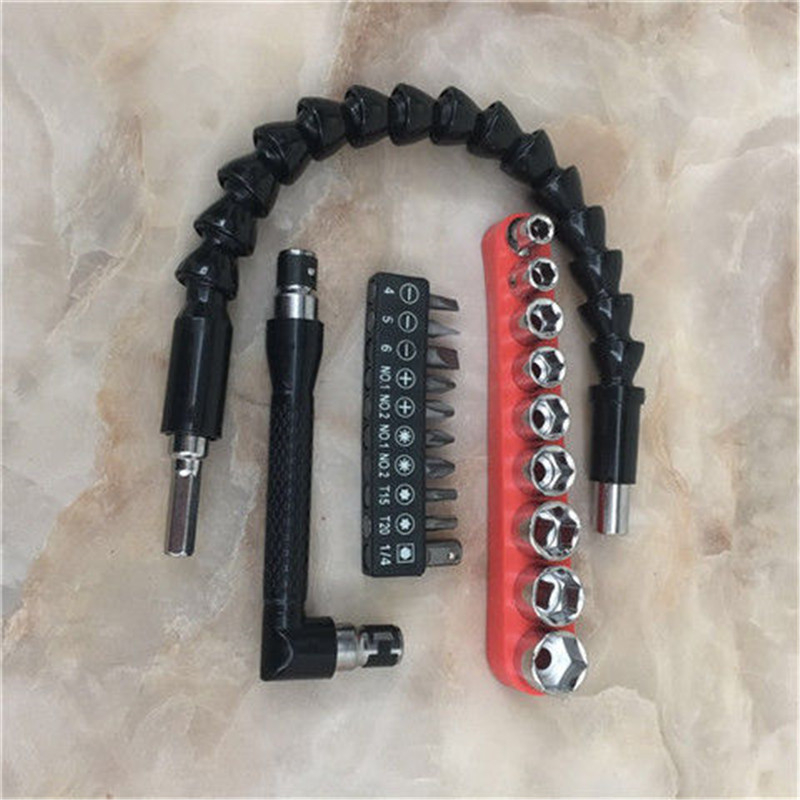 Șurubelniță universală cu clichet, cheie unghiulară în formă de L, ax flexibil, biți Philips, plat, Torx și hex, set de 513 piese cu biți și capete