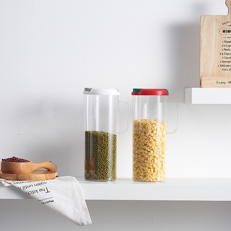 Container plastic de depozitare a alimentelor cu mâner, pentru paste și cereale, borcan etanș pentru frigider.