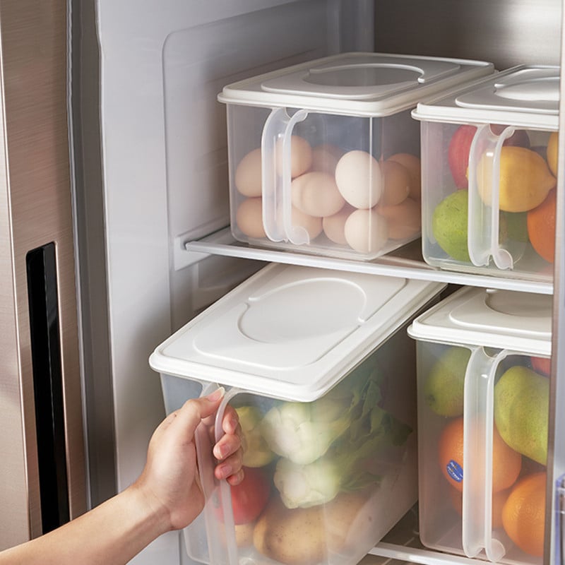 Km Cutie transparentă de depozitare a alimentelor cu capac și mâner, model 6189