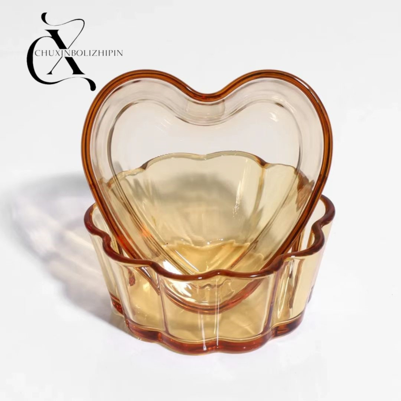 Vas ușor, luxos din sticlă borosilicată pentru salată de fructe, în formă de inimă și nor, rezistent la temperaturi înalte