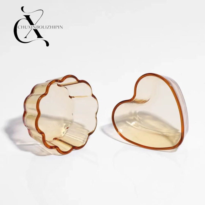 Vas ușor, luxos din sticlă borosilicată pentru salată de fructe, în formă de inimă și nor, rezistent la temperaturi înalte
