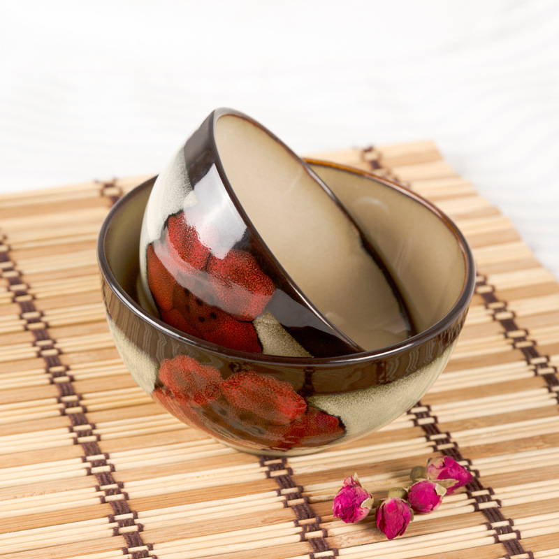 Yuquan ceramică – boluri în stil chinezesc, set de boluri pentru orez, tăiței și supă, pentru uz casnic și hotelier; culoare sub glazură, formă neregulată, diametru 15–15.9 cm, compatibile cu microunde, primă clasă, stil ușor lux retro