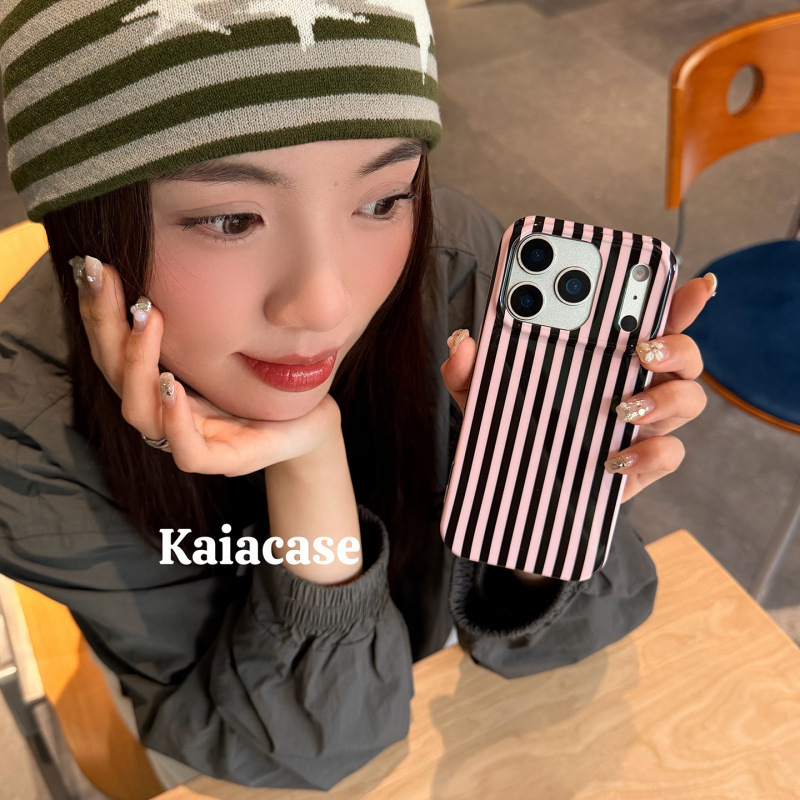 Korejskog stila vrhunsko minimalistično kućište s kontrastnim prugama za iPhone 16 Pro i iPhone 17 Pro Max