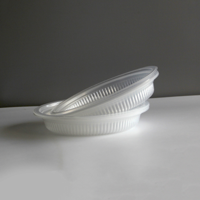 Farfurie rotundă de unică folosință, diametru 8 inch, pentru salate și fructe, din plastic transparent