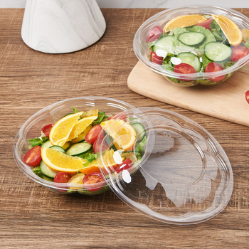 Fuling bol de salată de unică folosință, cu capac, PET, 18 oz, transparent, îngroșat, în formă de floare de prune