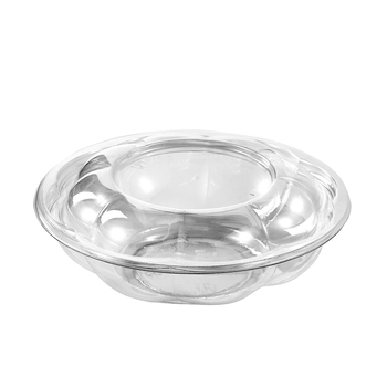 Fuling bol de salată de unică folosință, cu capac, PET, 18 oz, transparent, îngroșat, în formă de floare de prune