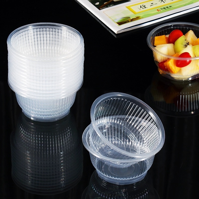 Bol circular, de unică folosință, transparent, pentru picnic în aer liber, pentru take-away și uz casnic