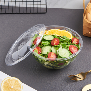 Boluri de salată din PET, de unică folosință, cu capac, transparente, 18/24/32/48 oz, formă de floare de prune