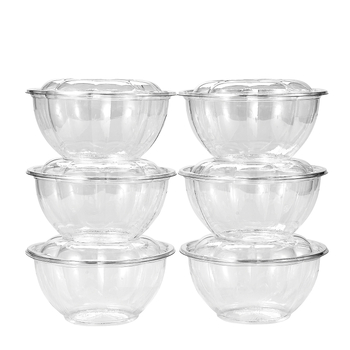 Boluri de salată din PET, de unică folosință, cu capac, transparente, 18/24/32/48 oz, formă de floare de prune