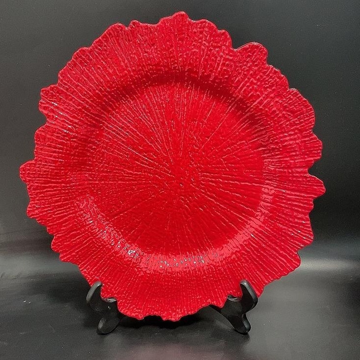Farfurie de servire din plastic transparent, de unică folosință, pătrată, decorată, pentru nunți și evenimente