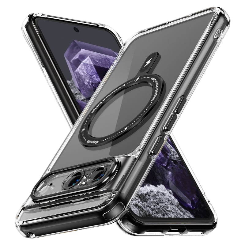 Husă Pixel 8a cu încărcare wireless, rezistentă la șocuri, anticadere și antiamprentare, placă magnetică și butoane metalice pentru obiectiv