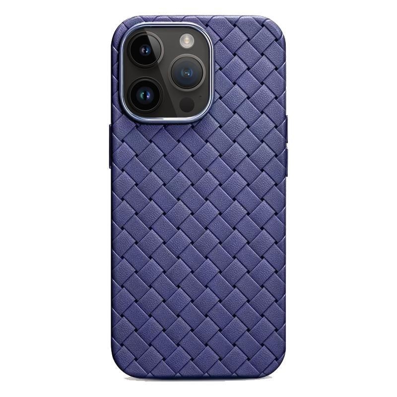 Husă pentru iPhone cu textură BV țesută, din piele artificială, ultra-subțire, moale, pentru iPhone 11–14 Pro și Pro Max