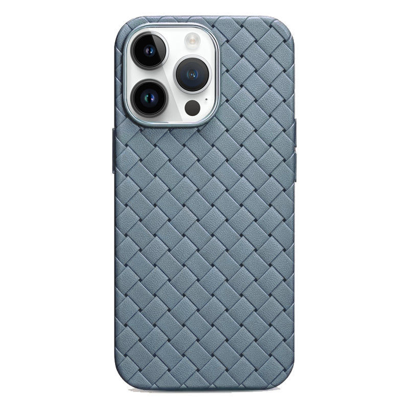 Husă pentru iPhone cu textură BV țesută, din piele artificială, ultra-subțire, moale, pentru iPhone 11–14 Pro și Pro Max