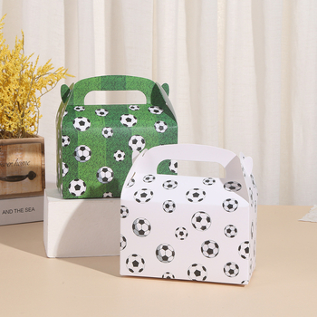 Cutie de ambalare pentru produse de patiserie și deserturi, cutie de hârtie portabilă pentru produse coapte, imprimată cu motiv fotbal