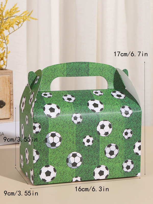 Cutie de ambalare pentru produse de patiserie și deserturi, cutie de hârtie portabilă pentru produse coapte, imprimată cu motiv fotbal