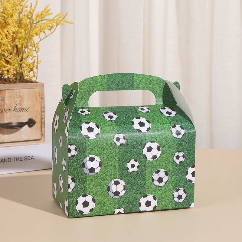 Cutie de ambalare pentru produse de patiserie și deserturi, cutie de hârtie portabilă pentru produse coapte, imprimată cu motiv fotbal