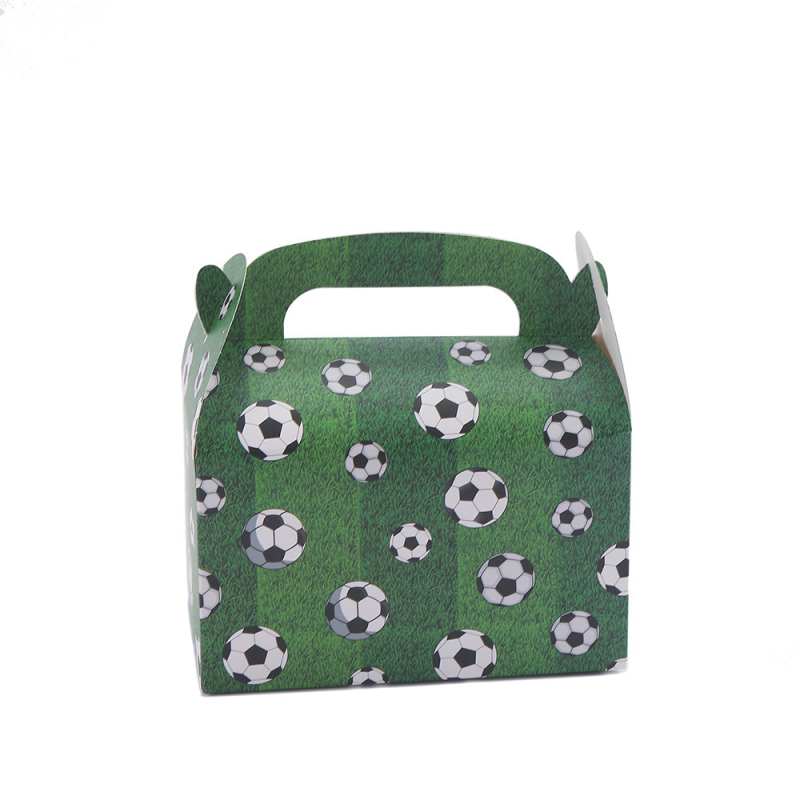 Cutie de ambalare pentru produse de patiserie și deserturi, cutie de hârtie portabilă pentru produse coapte, imprimată cu motiv fotbal