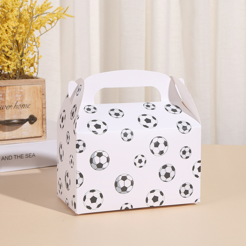 Cutie de ambalare pentru produse de patiserie și deserturi, cutie de hârtie portabilă pentru produse coapte, imprimată cu motiv fotbal