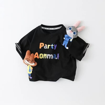 2026 nyár gyerekeknek 100% pamut 3D figura mintás rövid ujjú T-shirt, kényelmes mindennapi viselet