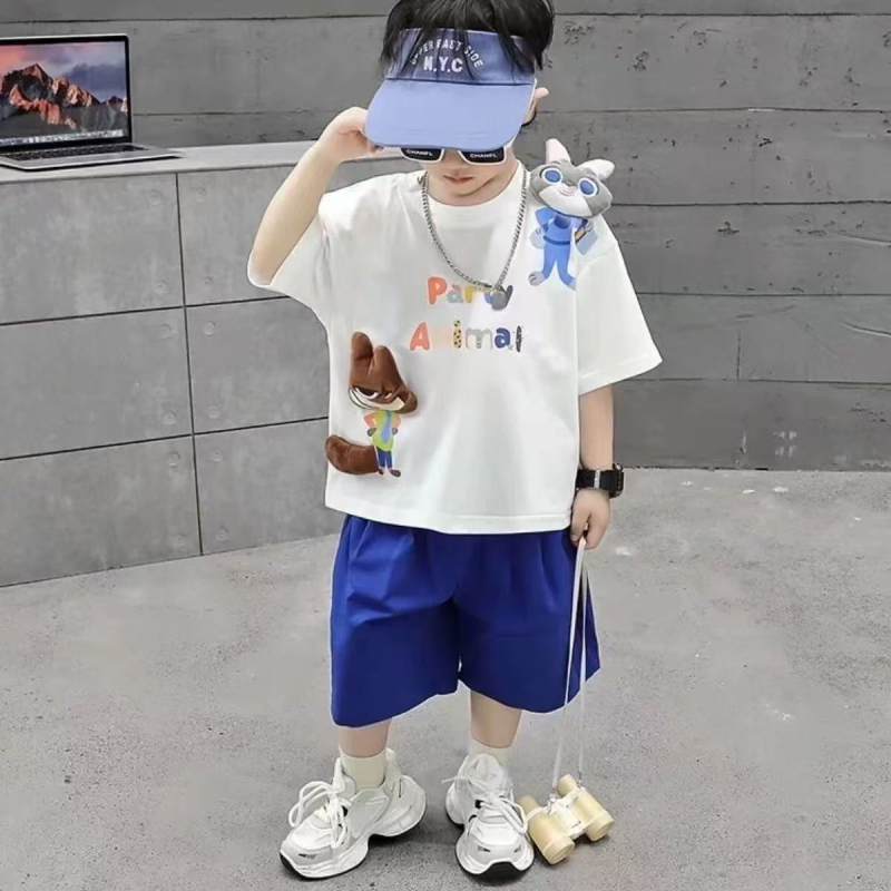2026 nyár gyerekeknek 100% pamut 3D figura mintás rövid ujjú T-shirt, kényelmes mindennapi viselet