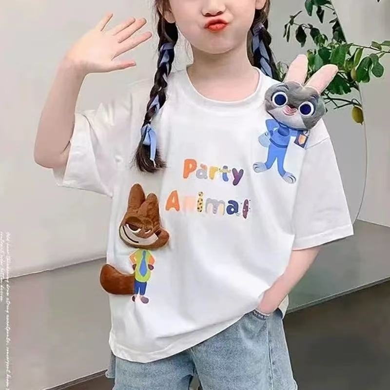 2026 nyár gyerekeknek 100% pamut 3D figura mintás rövid ujjú T-shirt, kényelmes mindennapi viselet